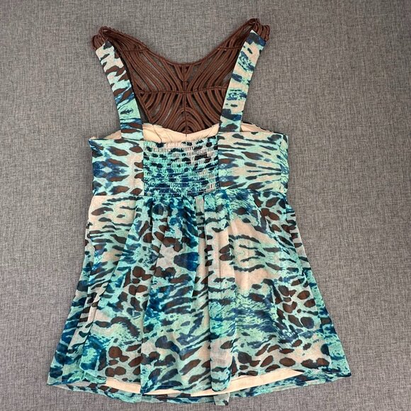 Boston Proper Halter Top Figure Flattering Animal Print Lined Padded Turquoise B - Picture 11 of 16